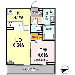 D-roomDearcourt 1LDKの間取図画像