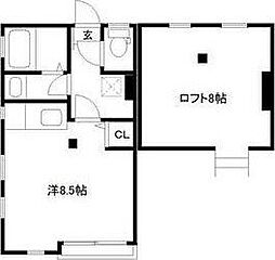 エクセルシャトー国見ヶ丘II 1階ワンルームの間取り