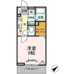 Ｄ−ｒｏｏｍ土樋 3階1Kの間取り