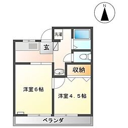 サンハウスアスト 2Kの間取図画像