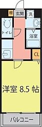 クレール 1Kの間取図画像