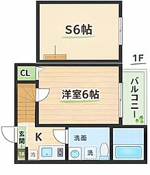 LUNAHOUSE2 1Kの間取図画像