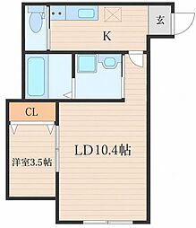ラフィーレ文化町 1LDKの間取図画像