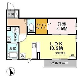ハイブリッジ恵和町 1LDKの間取図画像