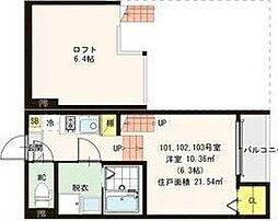リヴェール大和町 1Kの間取図画像