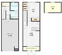 仙台市宮城野区燕沢2丁目アパート 1LDKの間取図画像