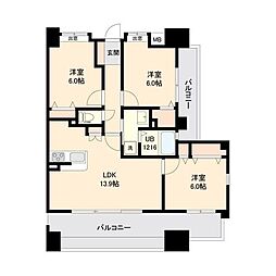 プライムアーバン長町一丁目 13階3LDKの間取り