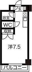 ケープロイヤル 2階ワンルームの間取り