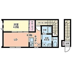 リヴェール南鍛冶町 2階1LDKの間取り
