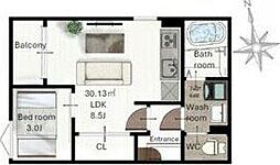 (仮称)レガリスト東照宮8 3階1LDKの間取り