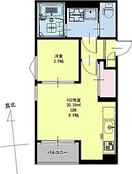 Regalest 鹿野 1階1LDKの間取り