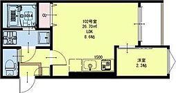 R-SMART 福田町駅 3階1LDKの間取り