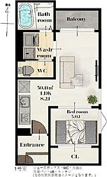 REGALEST薬師堂駅 2階1LDKの間取り