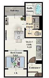 REGALEST薬師堂駅 2階1LDKの間取り