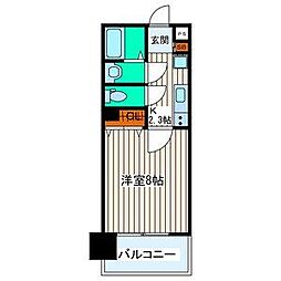 シティマンション木町通 8階1Kの間取り