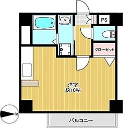 エルフ上杉 4階ワンルームの間取り
