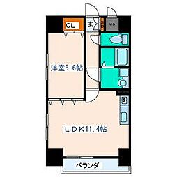県庁前レジデンス 9階1LDKの間取り