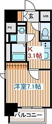 Brighton East 9階1Kの間取り