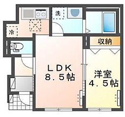 エトワール 1階1LDKの間取り