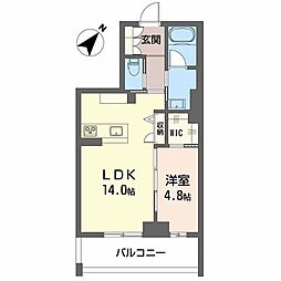 ＣＬＡＳＳＥＵＭ連坊II 4階1LDKの間取り
