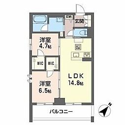 ＣＬＡＳＳＥＵＭ連坊II 4階2LDKの間取り