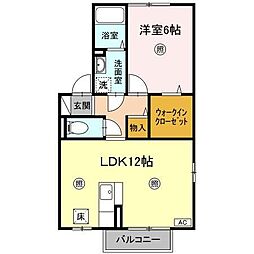 アムール・ド・メゾン　V番館 1階1LDKの間取り