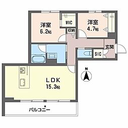 Terrace米ケ袋 2LDKの間取図画像