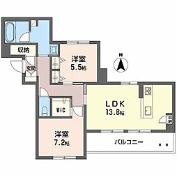 Terrace米ケ袋 2LDKの間取図画像