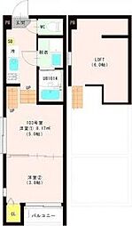 ハーモニーテラス西中田VIII 1階1DKの間取り