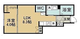 シャルム旭ケ丘イースト 1LDKの間取図画像