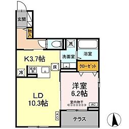 CLASSEUM仙台小田原　D棟 1階1LDKの間取り
