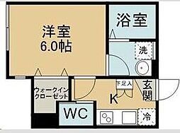 シンセーロ青葉町Ｂ棟 1階1Kの間取り