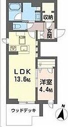 フロレスタ堤通雨宮 1LDKの間取図画像
