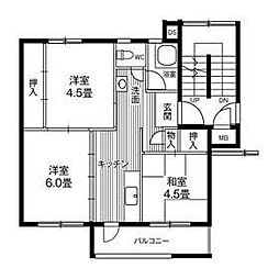 ビレッジハウス仙台鶴ケ谷二丁目6号棟 3階3Kの間取り