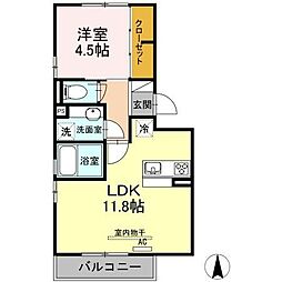 エクセラン　Ａ 2階1LDKの間取り