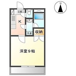 北山101ビル 4階1Kの間取り