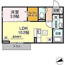 コンフォルト 1階1LDKの間取り