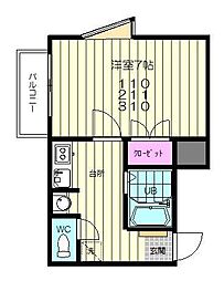 スカイヒルズ台原 1Kの間取図画像