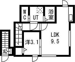 小田原8丁目新築アパート 2階1LDKの間取り