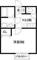 ポミエ西多賀 3階1Kの間取り
