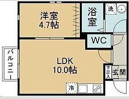 仮称八木山本町2丁目新築アパート 2階1LDKの間取り