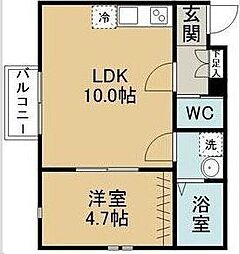 仮称八木山本町2丁目新築アパート 2階1LDKの間取り
