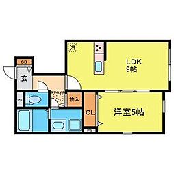 （仮称）向山3丁目計画 1階1LDKの間取り