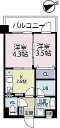 ＣＵＢＥ　ＴＥＲＲＡＣＥ 3階2Kの間取り