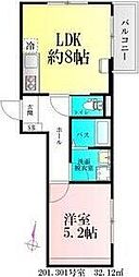 仮)BAU宮町2号棟 2階1LDKの間取り