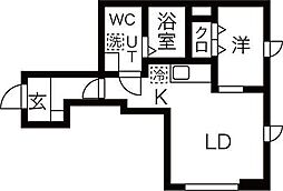 メリディアン川平参番館 1階1LDKの間取り