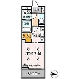 デサフィオ長町南百番館 2階1Kの間取り