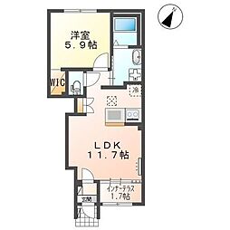 ウィステリア 1階1LDKの間取り