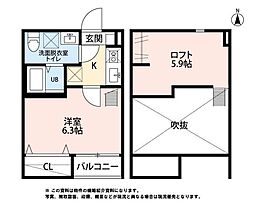 ASSO 台原(アッソ ダイノハラ) 2階1Kの間取り