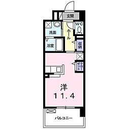 ラ・ルーチェK 2階ワンルームの間取り